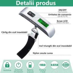 Cantar electronic FOXMAG24, pentru bagaje, capacitate 50 kg, afisaj LCD, argintiu