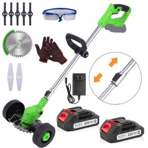 Мотокосачка с колела, тример, жив плет, 21V Li-Ion акумулатори, телескопична, 3 режещи остриета - Трион за рязане на мигли и кантираща машина