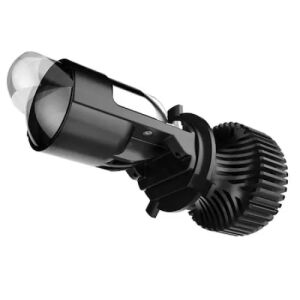 Set 2 becuri auto H4, cu lupa Bi-led, 2 faze, 10000 lm, lumina alb-rece, 100W, negru