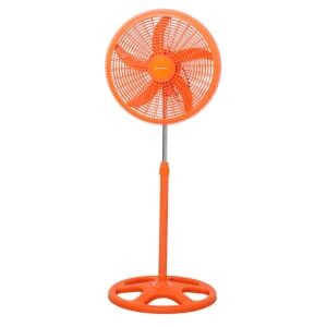 Ventilator portocaliu cu picior, 5 pale, 3 viteze și bază metalică. - Ventilatoare