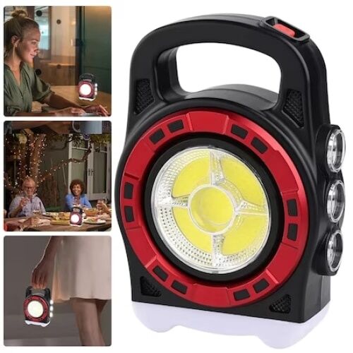 Napelemes lámpa power bank funkcióval használat közben, kempinglámpa, munkalámpa