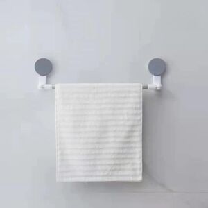 Suport de baie pentru prosop, usor de fixat, ajustabil, greutate maxima suportata pana la 4 kg, din metal si plastic, alb/gri