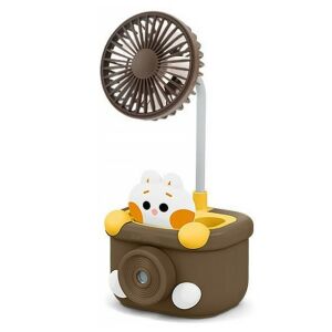 Ventilator portabil maro de birou cu suport pentru creioane și ascuțitoare - Ventilatoare