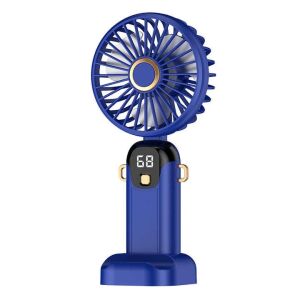 Ventilator de mana albastru cu afisaj digital si suport pentru telefon - Ventilatoare