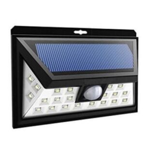 Lampa solara de perete, cu senzor de miscare, 24 LED-uri, rezistenta la apa, unghi de iluminare 120 °, negru