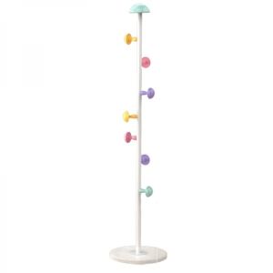 Cuier alb pentru haine, în formă de ciupercă, cu 7 cârlige colorate - Depozitare și organizare