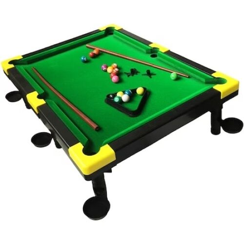 Gyerek műanyag biliárdasztal 16 golyóval, fekete és zöld