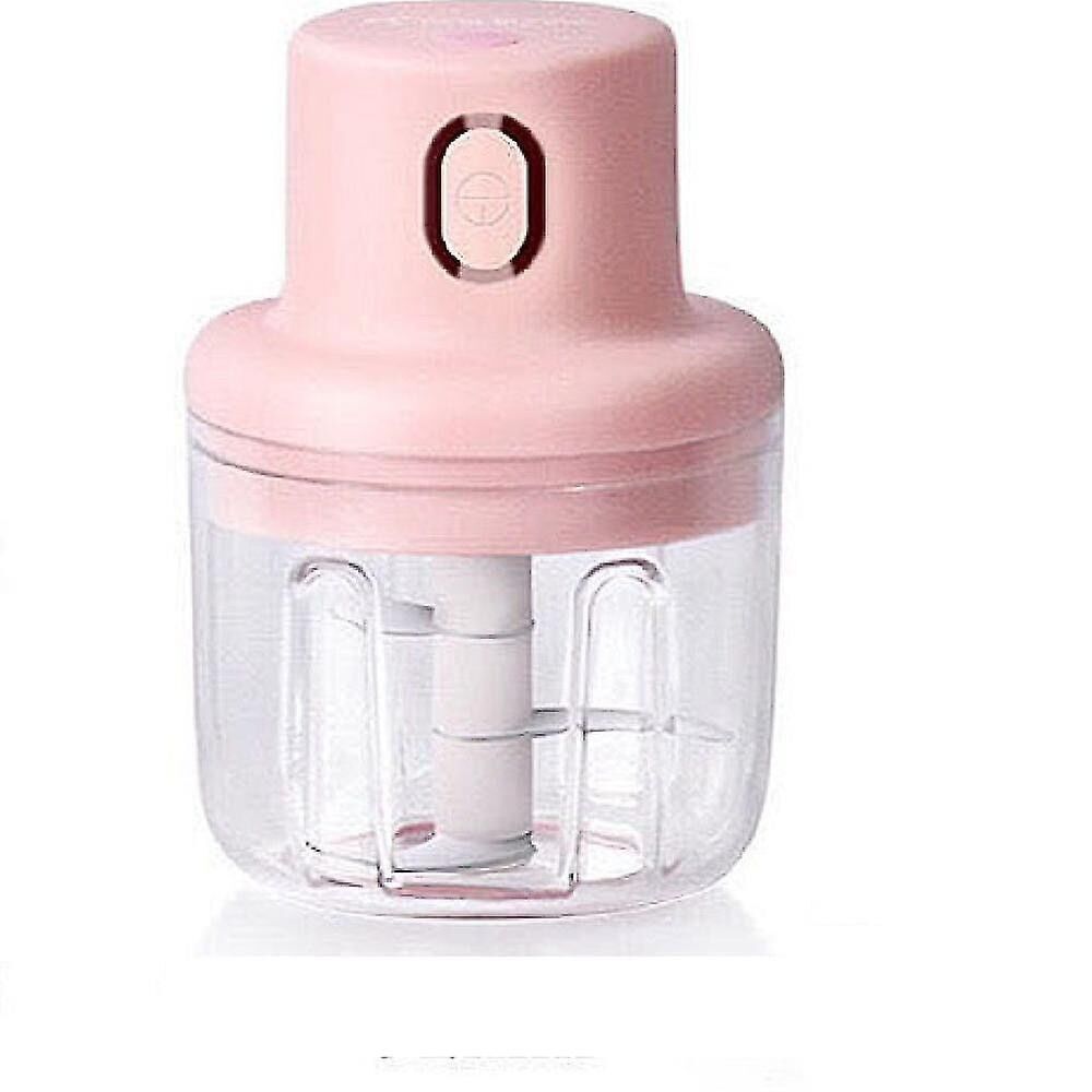 Mini tocator electric, pentru alimente, capacitate 250ml, cu 3 lame puternice, rezistent la apa, incarcare USB, roz