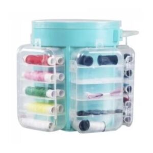 Trusa de cusut si croitorie, portabila, cu 200 piese, si organizator din plastic cu maner, albastru 140634233 - Seturi de artă și artizanat