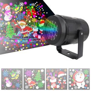 LED karácsonyi projektor 16 fényjátékkal és figurával, víz- és fagyálló, hálózati tápellátású, ABS-ből és fémből készült, fekete