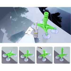 Комплект за ремонт на предно стъкло в употреба, показващ апликатор, смола и стъргалка - Инструмент за грижа за автомобила