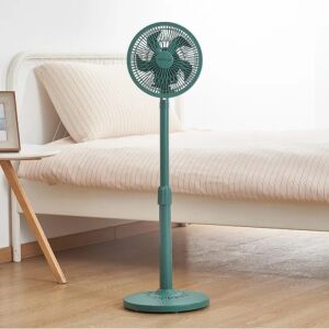 Ventilator vertical silentios verde pentru dormitor cu suport reglabil si baza rotunda - Ventilatoare