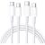 Több fehér USB-C töltőkábel