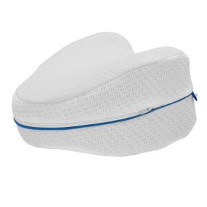 Perna din spuma cu memorie pentru picioare MediaShop, Dreamolino, Leg Pillow, 25 x 25 x 15 cm, Alb/Albastru