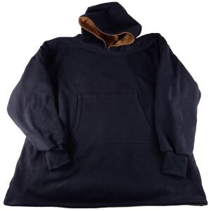 Pătură neagră cu glugă, mâneci și buzunar frontal, plușată și călduroasă - Lenjerie de pat