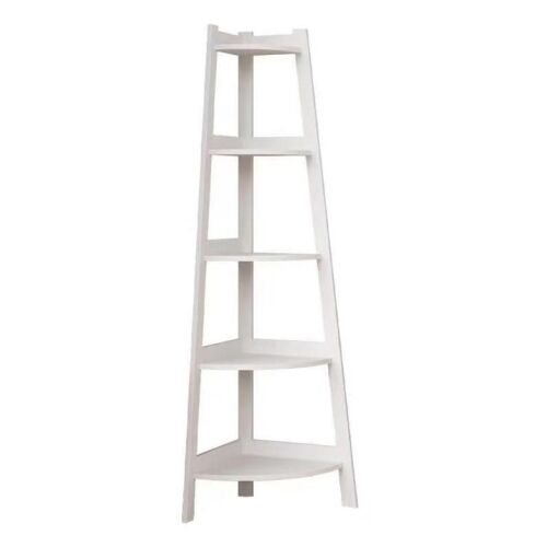 Etajera de colt fehér PVC sarokpolc, 5 szintes tárolási megoldás