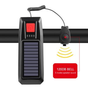 Far lampa cu panou solar pentru bicicleta / trotineta FOXMAG24®, claxon, usb, functie incarcare telefon