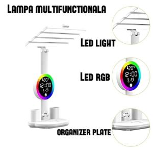 Многофункционална SMART LED настолна лампа с RGB осветление, дигитален часовник и органайзер. - Лампи и осветление