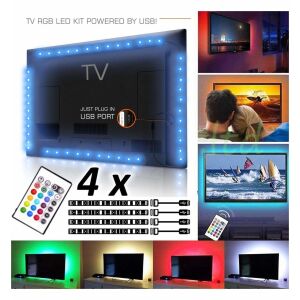 Benzi LED RGB pentru iluminare de fundal TV cu telecomandă, multiple exemple de utilizare - Benzi cu LED-uri