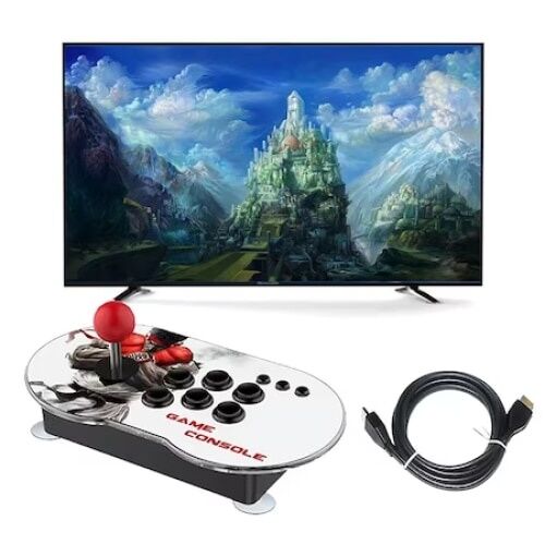 2 darabos retro játékkonzol szett klasszikus játékokkal, TF kártya kompatibilis, fekete-fehér design, HDMI-n keresztül TV-hez csatlakoztatva