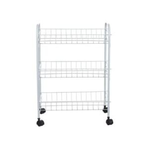 Etajeră metalică albă cu 3 etaje, goală - Depozitare și organizare