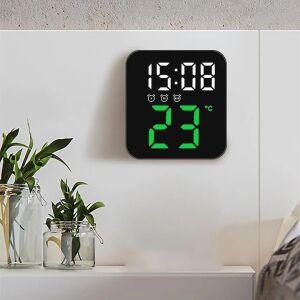 Ceas de masa, cu lumina led verde, incarcare USB, alarme, calendar, temperatura, functie snooze, mod de noapte, dimensiuni 11 X 10 X 4 cm, negru/verde