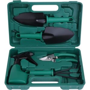 Комплект от 5 градински инструмента в зелен куфар за носене - Набор от инструменти