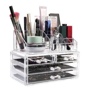 Átlátszó akril sminkrendszerező fiókokkal kozmetikumok és ékszerek tárolására - Kozmetikai rendszerező