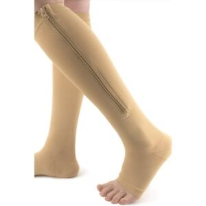 Sosete compresive cu fermoar FOXMAG24, unisex, crem, marimea S/M