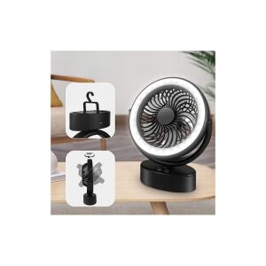 Ventilator inteligent, portabil, pentru camping, cu lumină LED pe masă, rotație de 360 de grade - Ventilatoare