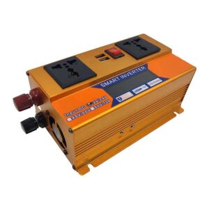 Invertor auto FOXMAG24, 12V, display dublu cu 2 mufe USB, 2 iesiri, putere 2500W, protectie supraincalzire, auriu