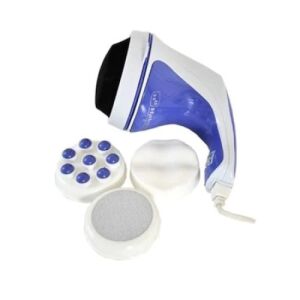 Aparat FOXMAG24 de Masaj pentru Tonifiere si Relaxare, 2500 rot/ minut sau 1800 rot/ minut, 4 Capete, Design Ergonomic, Alb/Albastru