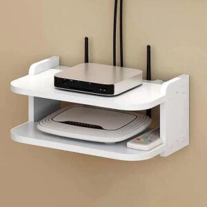 Suport pentru router si accesorii, dimensiuni 20 x 30 cm, cu 2 compartimente, din PVC, finisaj mat, alb