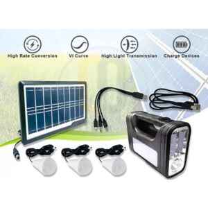 Kit panou solar cu lampa FOXMAG24, lanterna, USB, 3 becuri 6V 4Ah
