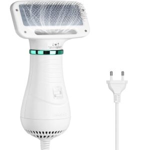 Perie cu uscător FOXMAG24 2 în 1 pentru câini și pisici, alb - Perie pentru animale, mașină de tuns, foarfece, mașină de tăiat gheare