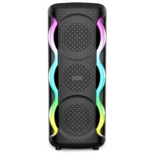 Boxa portabila cu lumini RGB, putere 16W, MP3, USB, bluetooth, TF, acumulator, FM, karaoke, negru