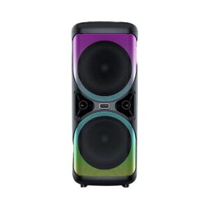 Boxa portabila cu lumini RGB, apel video, functie de telefon, lumina intermitenta LED, karaoke, acumulator, negru