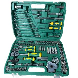 Комплект инструменти от 121 части в зелен куфар, комплект гаечни ключове и отвертки - Набор от инструменти