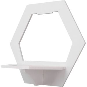 Etajera de perete, hexagon, dimensiuni 29 cm x 27 cm, cu polita de depozitare, din PVC, usor de asamblat, alb