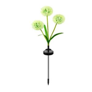 Set 2 bucati lampa solara papadie, cu 3 capete, sistem de fixare tip tarus, panou solar, autonomie mare, rezistente la apa, argintiu