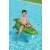 Child riding on Bestway inflatable crocodile pool float, green, in pool