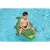 Child riding on Bestway inflatable crocodile pool float, green, in pool