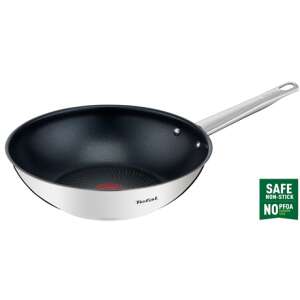 Tefal Cook Eat Wok, 28 cm, od nehrđajućeg čelika, neljepljiva, ojačana titanom, Thermo-Signal tehnologija - Tefal