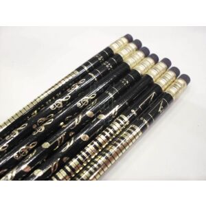 Ceruza - fekete színű - arany mintás, 3 féle  (billentyűzet/violinkulcs/hangjegy) 134741170 - Grafitceruza