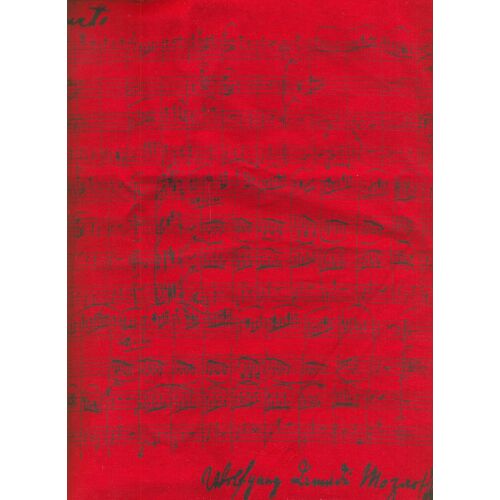 Piros pamut bevásárlótáska Mozart kottával. - Bevásárló táska és szatyor