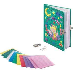 MAPED CREATIV Secret Mosaics Tagebuch mit Schloss und Schlüssel, grüner Einband mit Feendesign, enthält 12 Blätter farbige Mosaikfliesen - Tagebücher