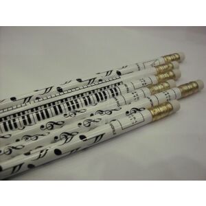 Ceruza - fehér színű - fekete mintás, 3 féle  (billentyűzet/violinkulcs/hangjegy) 134741444 - Grafitceruza