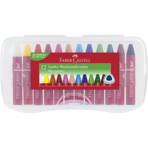 Zsírkréta, háromszögletű, FABER-CASTELL "Jumbo", 12 különböző szín 134749998 - Faber
