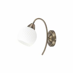 Evangeline antik bronz fali lámpa fehér üveg búrával - Fali lámpa