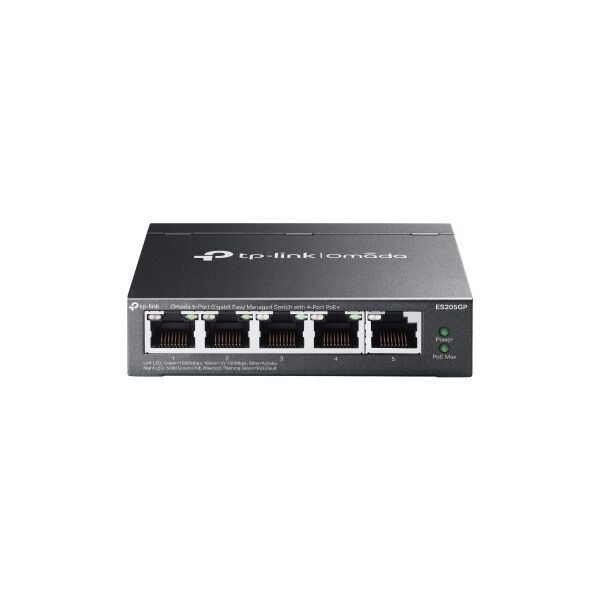 TP-Link Switch Menedzselhető PoE - ES205GP (Omada; 5x 1Gbps; 4x a...